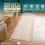 Istana Hallway Runner Rug 2x6 - Pink Kitchen Rugs Non Slip Washable -Silk's Soft Touch Carpet Runner - Stylish Rug for Home