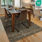 4x6 Machine Washable Area Rug for Living Room, Brown Black Vintage Moroccan Rug Large Non-Slip Low Pile Soft Faux Wool Carpet, Kids and Pets Friendly for Bedroom Dining Room Farmhouse Home Decor Rug