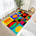 Geometric Rugs for Living Room - 5x6ft - Colorful Abstract Modern Funky Rug for Bedroom Non Slip Low Pile Machine Washable Area Rugs, Geometric Carpets House Decor & Gifts