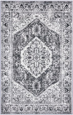 KOZYFLY Boho Area Rug 6x9 Ft Thin Rugs for Living Room Washable Bedroom Rug Non Slip Rugs for Living Room Printed Faux Wool Bedroom Rug Floor Carpet for Dining Room, Grey