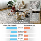 2x3 Machine Washable Area Rug for Entryway, Olive Grey Boho Vintage Floral Rug Non-Slip Low Pile Soft Faux Wool Small Carpet, Kids and Pets Friendly for Bedroom Kitchen Hallway Bedside Home Decor Rug