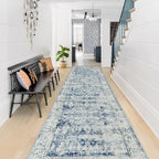 Morebes Vintage Rug Runners for Hallways Non Slip,Washable Runner Rug 2x10, Soft Long Distressed Non-Shedding Throw Carpet Runner Rug for Entryway Kitchen Laundry Living Room, Blue