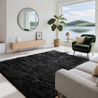 5x7 Area Rugs for Living Room Bedroom,Soft Fluffy Shaggy Bedside Rug, Indoor Floor Carpet for Kids Playroom, Dorms, Nursery Rooms, Home Decor (Black 5'x7')