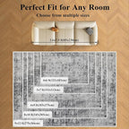 Washable 6x9 Area Rug for Living Room, Carpet for Bedroom Dining Room, Non Slip&Non-Shedding Resistant Low Pile Vintage Print Rug for Home Office ((White/Grey)