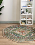Unique Loom Isabella Collection Area Rug - Rossellini (5' 1" Octagon, Green/ Blue)