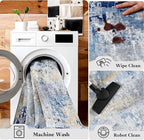 Washable Abstract Rug, 2x3 Small Modern Area Rugs with Non-Slip Rubber Backed for Kitchen, Thin but Soft Throw Carpet Bedroom Entryway Front Door Decor, Midnight Blue