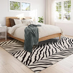 YIHOUSE Tiger Washable Area Rugs 5'x7', Black and Beige Modern Rug for Living Room, Bedroom, Ultra Thin Animal Stripe Print Rug for Girls Boys Nursery, Playroom, Dorm Room