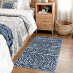 KUTA Moroccan Rugs for Entryway, 2x3 Navy Blue Entrance Small Area Rug, Non-Slip Washable Ultra Soft Vintage Geometric Low-Pile Indoor Door Mat Floor Carpet for Kitchen