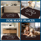 OLANLY Dog Door Mat for Muddy Paws 59x24, Paw Print Design, Absorbs Moisture and Dirt, Absorbent Non-Slip Washable Doormat, Quick Dry Chenille Mud Mat for Dogs, Entry Indoor Entryway Carpet, Brown