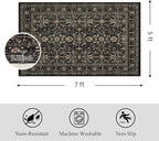 Area Rug Non Slip Machine Washable Ultra Soft Living Room/Bedroom/Kitchen/Outdoor/Classroom Black Grey, 5'×7'