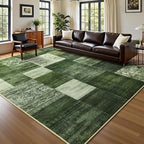DweIke Large Modern Washable Area Rugs 8x10, Living Room Rug Non-Slip and Non-Shedding Large Rugs for Bedroom, Low Pile Indoor Rubber Backed Carpets for Dining Office Home Decor, Green