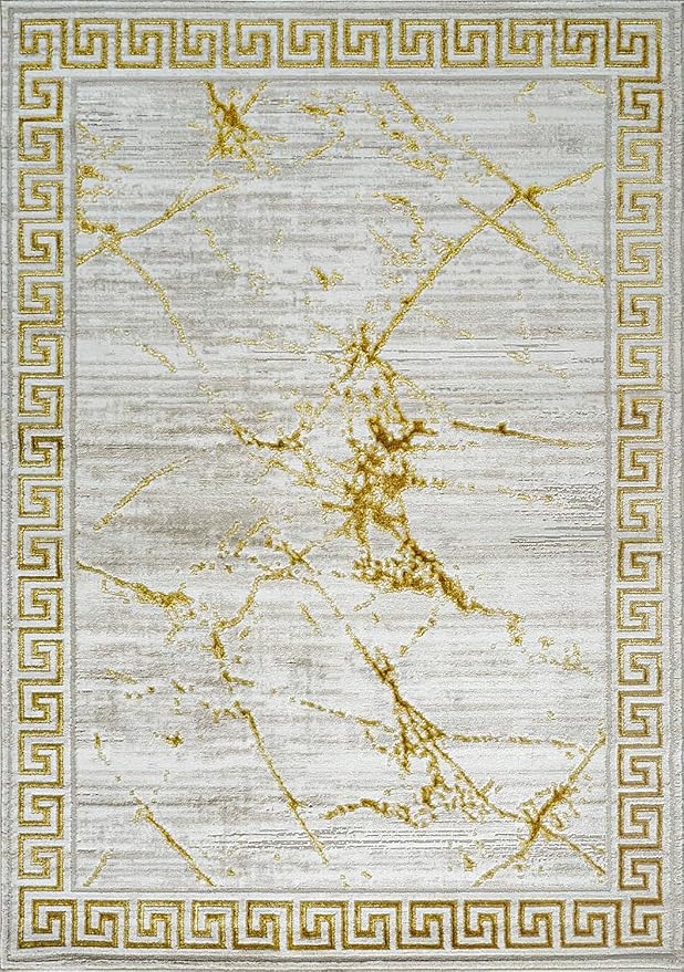 GLORY RUGS Area Rugs Marble 2x3 Cream Gold Carpet Modern Abstract Rug Living Room Dining Bedroom Rug