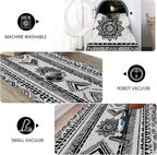 Area Rugs Moroccan for Living Room 8x10, Washable Non-Slip Boho Rug, Neutral Farmhouse Soft Carpet for Bedroom, Kitchen, Dining Room, Entryway, Geometric Print Tribal Carpets, Black and White