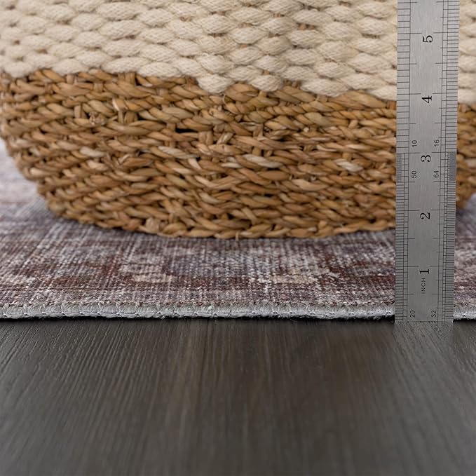Bloom Rugs Washable 8' x 10' Rug - Brown/Dark Gray Traditional Area Rug for Living Room, Bedroom, Dining Room, and Kitchen - Exact Size: 8' x 10'