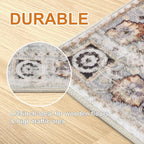 COMSLE Area Rug 2x3 Faux Wool Throw Rug for Entryway, Boho Washable Small Rugs Non-Slip Distressed Carpet Soft Accent Floor Rug for Indoor Entrance, Bedroom, Living Room, Kitchen (Khaki)