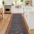 Navy Blue Runner Rug 2x5 for Kitchen, Hallway, Mudroom, Laundry Room, Bathroom, Washable Non Slip Non Skid Rubber Backing Low Pile Stain Resistance