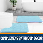 OLANLY Bathroom Rugs 59x20, Extra Soft Absorbent Chenille Bath Rugs, Rubber Backing Quick Dry, Machine Washable Bath Mats for Bathroom Floor, Tub and Shower, Home Decor Accessories, Sky Blue