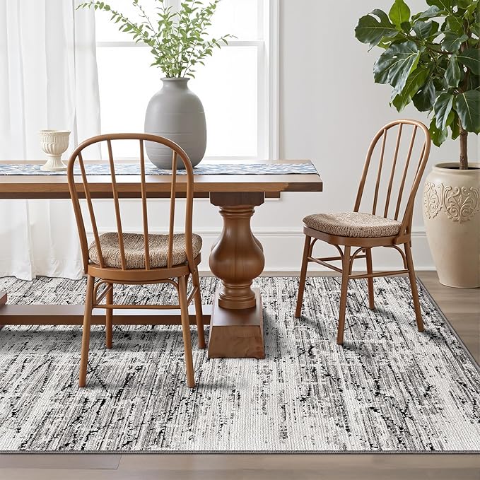 LUMI Washable Area Rug 8x10 for Living Room, Ultra Soft Stain Resistant Carpet with Non Slip Rubber Backing, Non-Shedding Low Pile Rugs for Bedroom, Dining Room, Indoor, Office