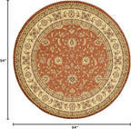 Unique Loom Voyage Collection Traditional Oriental Classic Intricate Design Area Rug (8' 0 x 8' 0 Round, Terracotta/Ivory)