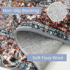 KOZYFLY Runners for Hallways 2x8 Ft Washable Kitchen Runner Rug Boho Runner Rug for Entryway Indoor Printed Oriental Faux Wool Floor Carpet Runner for Bedroom Kitchen Hall, Brick Red/Orange/Green