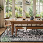Moynesa Tiger 5x7 Area Rugs, Boho Washable Rugs for Living Room, Vintage Soft Dining Room Rug, Non Slip Ultra Thin Stain Resistant Large Floor Carpet for Office Bedroom, Black