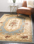 Unique Loom Versailles Collection Traditional Classic Medallion Motif Area Rug (9' 0 x 12' 0 Rectangular, Slate Blue/ Ivory)