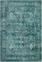 Lahome Vintage 6x9 Washable Blue Rugs for Living Room Bedroom, Soft Dining Room Rugs for Under Table, Non Slip Indoor Throw Carpet for Entryway Kitchen Office (6x9ft,Blue)