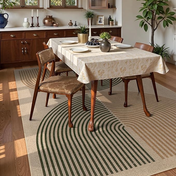 Lahome Modern Rainbow Outdoor Easy Jute Rug, Area Rugs 9x12 Living Room Patio Rug Large Farmhouse Indoor Outdoor Rugs, Contemporary Non Slip Dining Room Rugs for Under Table Sunroom