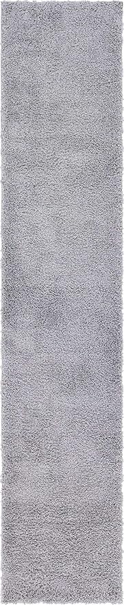 Unique Loom Davos Shag Collection Area Rug - Solid (2' 7" x 13' 1" Runner, Sterling)