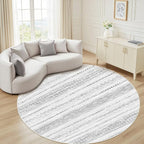 Nakagishi Round Rug Boho Area Rugs: 6x6 Washable Large Circle Neutral Soft Stain Resistant Non-Slip Carpet for Women Aged 25-45 Farmhouse Decor Enthusiasts - Living Room Bedroom Dining Room Nursery