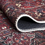 Bloom Rugs Washable Non-Slip 4' x 6' Rug - Burgundy Traditional Bordered Area Rug for Living Room, Bedroom, Dining Room, and Kitchen - Exact Size: 4' x 6'
