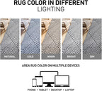 Rugshop Geometric Diamond Stripe Shag Area Rug White 2' x 3' Ideal for Entryways, Kitchens, or Small Spaces