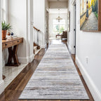 Washable Hallway Runner Rug for Home: Extra Long Runners for Entryway Living Room Dining Room - Stain and Water Resistant Rugs with Non-Slip Backing - Soft Low-Pile Carpet 2'6''x12' Beige Grey