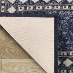 Antep Rugs Alfombras Modern Bordered 2pc Non-Skid (Non-Slip) Low Profile Pile Rubber Backing Indoor Kitchen Runner Rugs (Navy Blue, 2pc Set)
