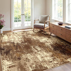 Washable Area Rugs 4'x6' Non-Slip Modern Abstract Soft for Living Room Entryway Bedroom Nursery, Print Pattern, Brown Tan Beige Coffee