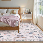 Lahome Insect 9x12 Area Rugs for Living Room Bedroom, Soft Washable Rugs 9x12 Stain Resistant, Ultra-Thin Non-Slip Non-Shedding Accent Carpet for Dining Room Office, Pink