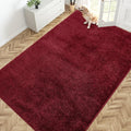 PURRUGS Easy Care Area Rug 6ft x 9ft, Non-Slip Washable Entryway Rug, Stain Resistant Accent Rug for Hallway, Living Room, Bedroom and Mudroom, Burgundy Red