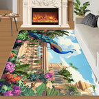 Peacock Rugs for Living Room - 3x5 Rug, Tropical Palm Leaves Area Rugs for Bedroom, Peacock Decor Rug, Floral Animal Washable Carpet, Peafowl Carpet - Peafowl Home Decor & Gifts