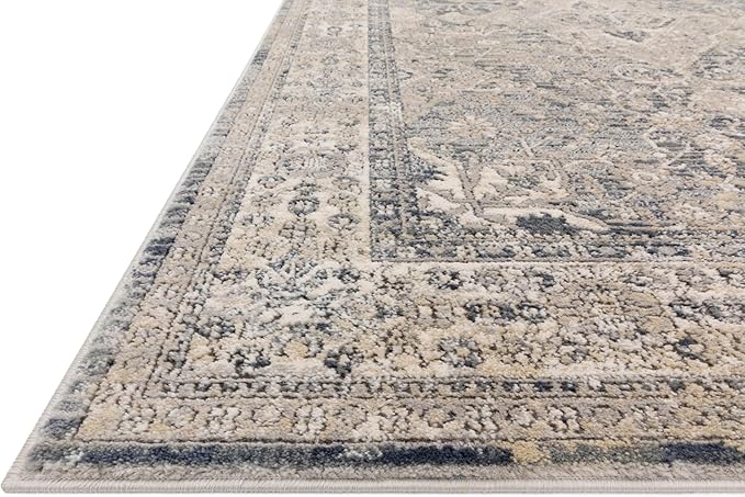 Loloi Teagan Collection TEA-04 Sky/Natural 2'-8" x 13' Runner Rug, Large, Soft Neutral Rug, High-Traffic for Living Room, Bedroom, Home Office, Dining Area