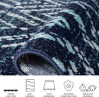 SAFAVIEH Adirondack Collection Area Rug - 8' Square, Navy & Ivory, Modern Diamond Distressed Design, Non-Shedding & Easy Care, Ideal for High Traffic Areas in Living Room, Bedroom (ADR131N)