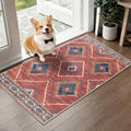 Area Rug 2x4 Rug Machine Washable Non-Slip Low Pile Print Pattern Western Rug for Living Room Bedroom Entryway Tribal Series-Red/Orange