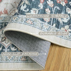 9X12 Washable Vintage Area Rug Boho Chic Medallion Distressed Design Non-Shedding Easy Care Ideal for High Traffic Areas in Living Room Bedroom Office Large Carpet (Brick/Beige, 9x12)