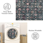 Lahome Moroccan Trellis Washable Rug, 2x3 Entryway Rugs for Kitchen Bathroom, Non-Slip Indoor Door Mat Ultra-Thin, Small Oriental Throw Carpet for Bedroom Entry, Black/Multi