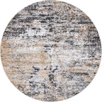 Rugs.com Leipzig Collection Round Rug – 6 Ft Round Beige Low-Pile Rug Perfect for Kitchens, Dining Rooms