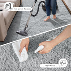 Fluffy Rug Shaggy Area Rug, Grey 4x6 Area Rugs for Bedroom, Small Bedside Rug, Soft Fluffy Shaggy Entryway Throw Rugs for Living Room Bedroom Kids Room Home Decor