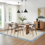 GarveeHome Washable Rugs for Living ROM 8 x 10 Large Area Rug Farmhouse Floral Bordered Bedroom Carpet Indoor Non-Slip Nursery Mat Soft Non Shedding Stain Resistant Carpet for Dining Room, Beige