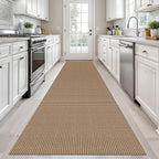 KOZYFLY Long Runners for Hallways 2.6x12 ft Washable Kitchen Runner Non Slip Rubber Backed Hallway Rugs Cotton Entryway Runner Rug Floor Carpet for Indoor Hall, Backdoor, Kitchen, Tan/Orange/Brown