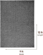LBRO2M Easy Jute Solid Area Rug 9X12 Washable Rugs for Living Room Bedroom Natural Jute Look Indoor Outdoor Rug Durable, Solid Non Shedding Eco Friendly (9X12 Black Gray)