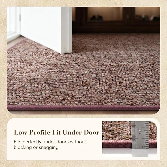 MontVoo Door Mat Indoor Entrance Doormat, Absorbent Durable Rubber Non Slip Front Door Mat for Inside Entry Entryway Dirt Trapper Welcome Mat, Red 17''x30''