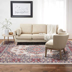 Home Dynamix Premium Sakarya Traditional Medallion Border Area Rug, Ivory/Red, 7'9"x10'8" Rectangle